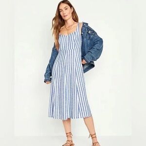 Old Navy Blue and White Spaghetti Strap Sundress